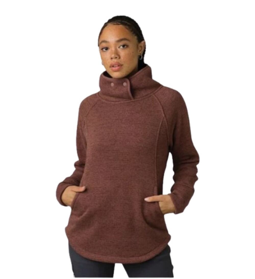 PRANA Women's Tri Thermal Threads Tunic Top XS Red Clove Polartec Fleece NWT